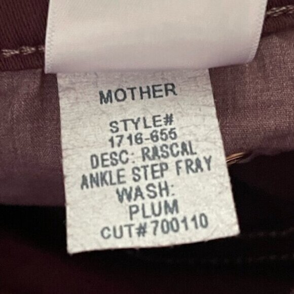 MOTHER Denim The Rascal Ankle Step Fray Plum Size 24 Cropped Jeans NWT NEW - Picture 13 of 14